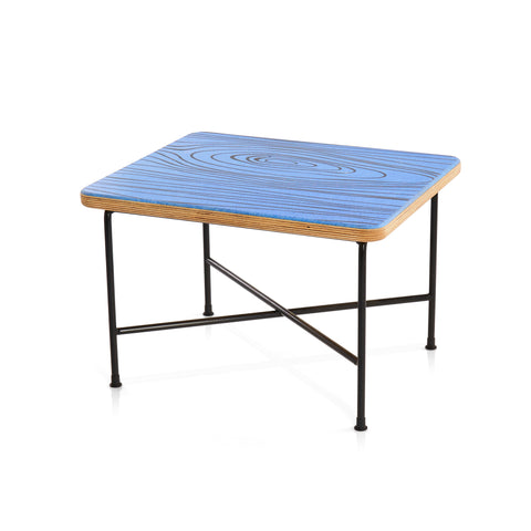 Mini 'X' Table - Blue Faux Wood