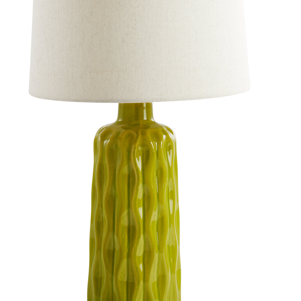 Rippled Green Ceramic Table Lamp
