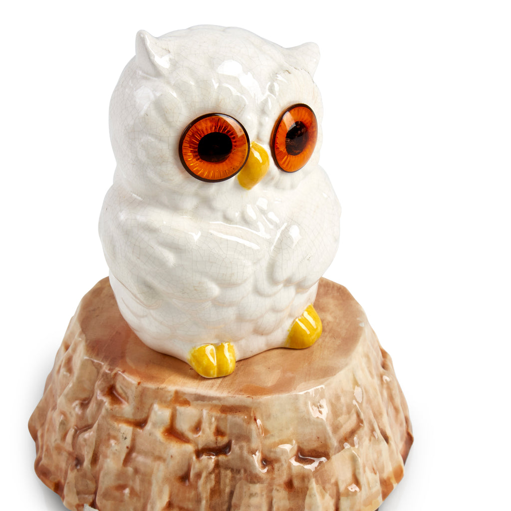 Small White Ceramic Owl Statue