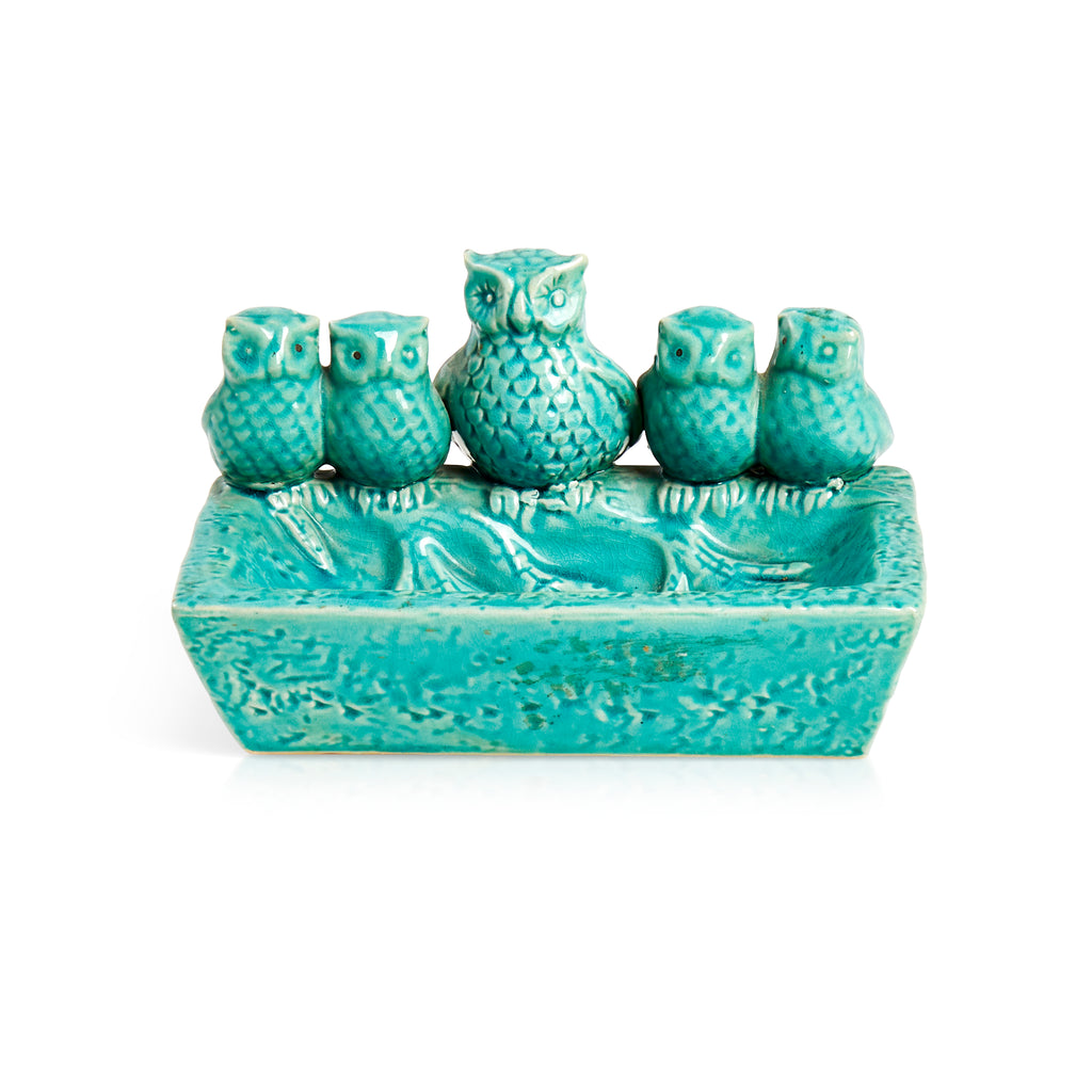 Blue Ceramic Owl Dish