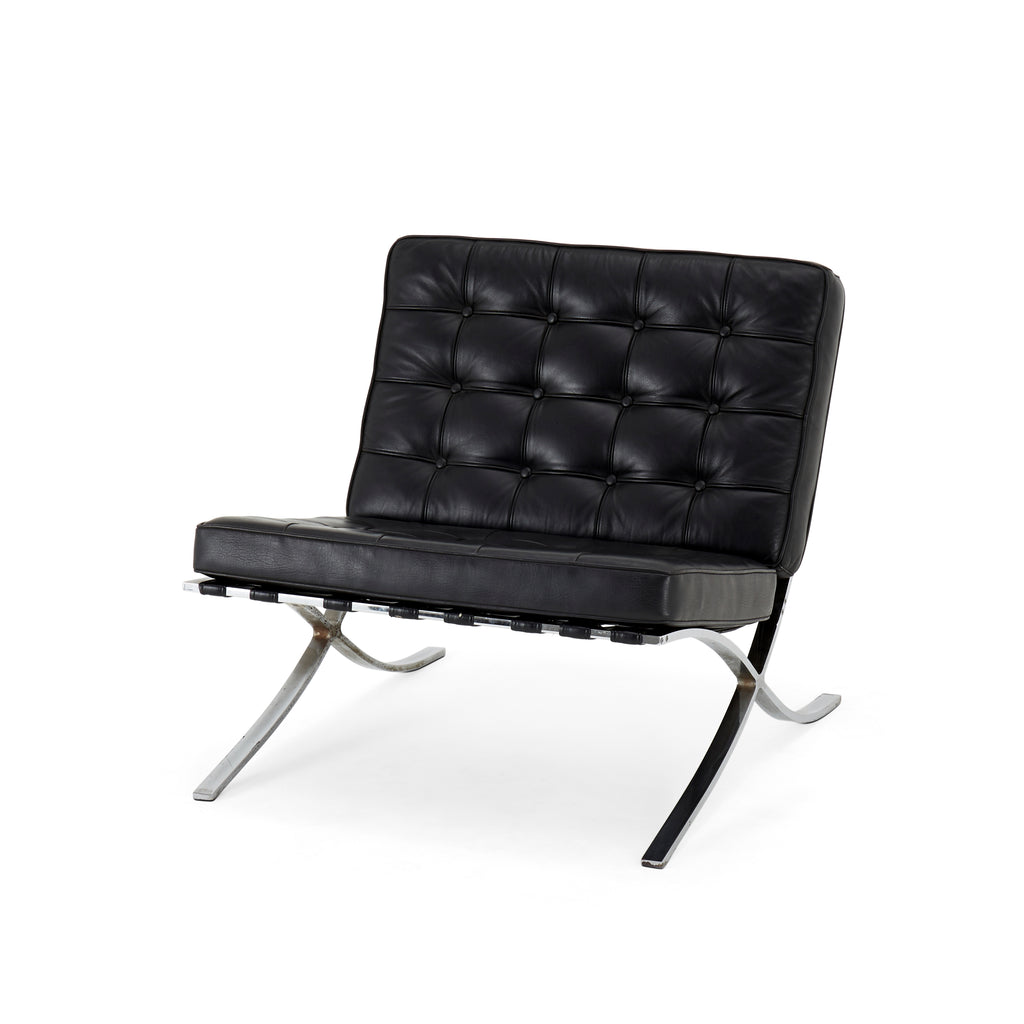 Black Leather Barcelona Lounge Chair