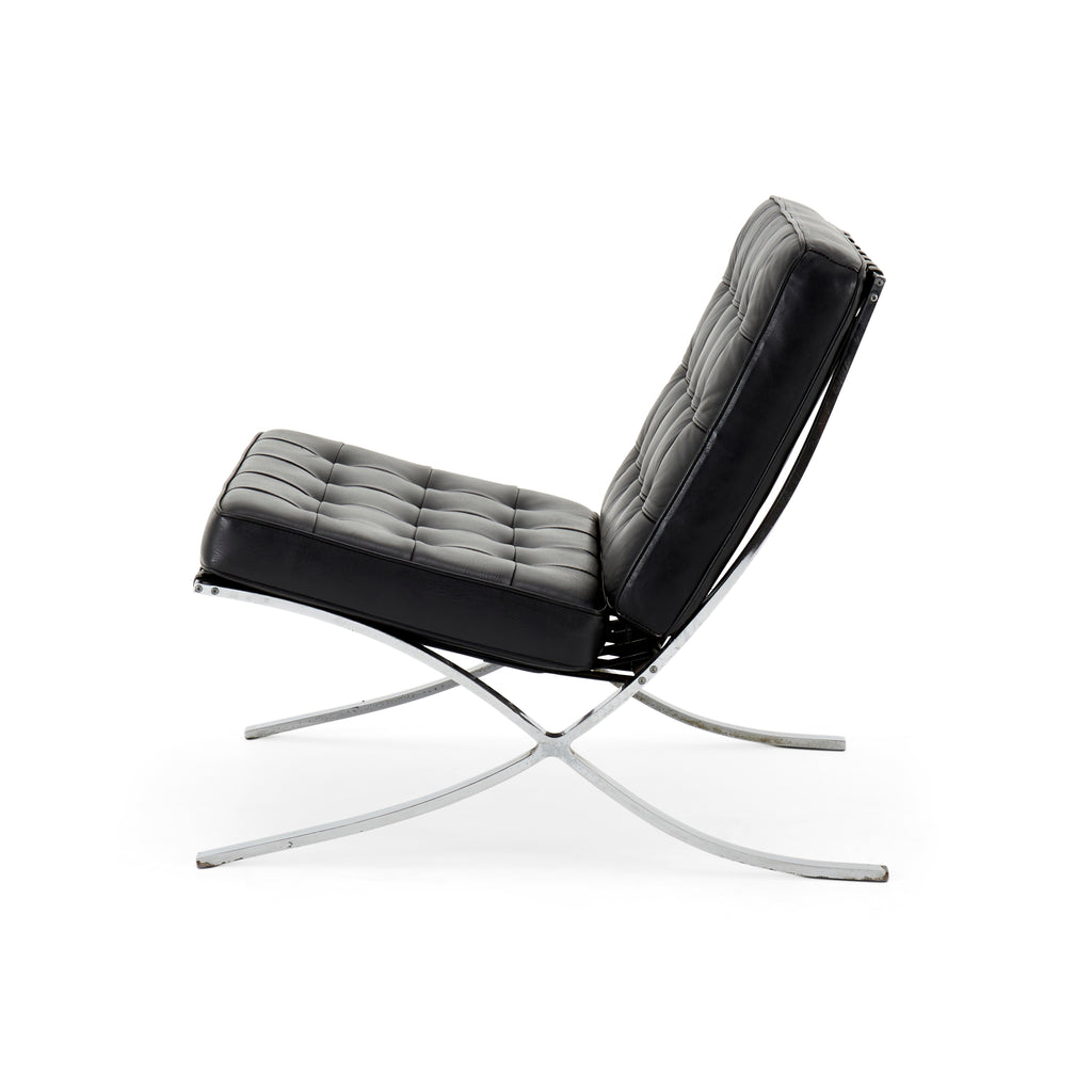 Black Leather Barcelona Lounge Chair