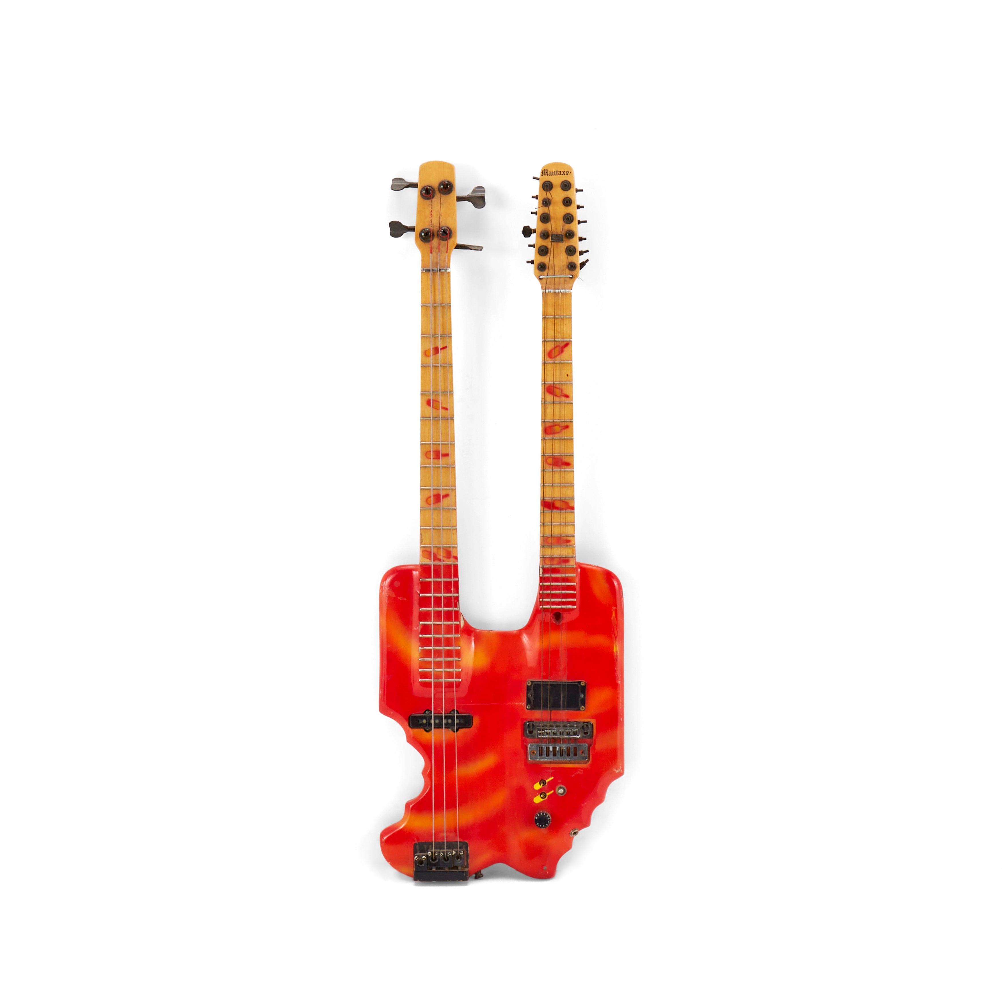 Red Double Neck Electric 12 String Guitar Bass Gil Roy Props Red double neck electric 12 string guitar bass gil roy props