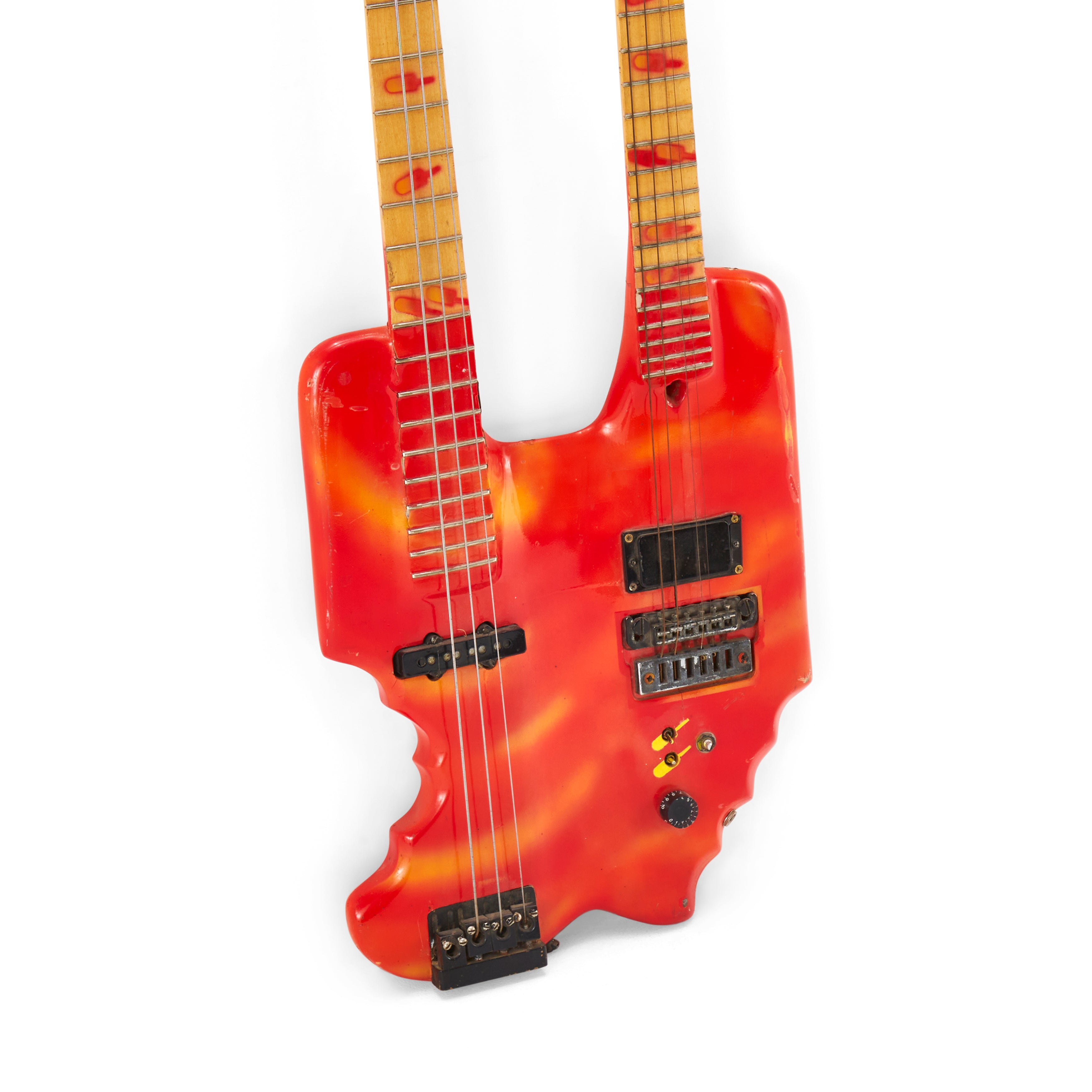 Red Double Neck Electric 12 String Guitar Bass Gil Roy Props Red double neck electric 12 string guitar bass gil roy props