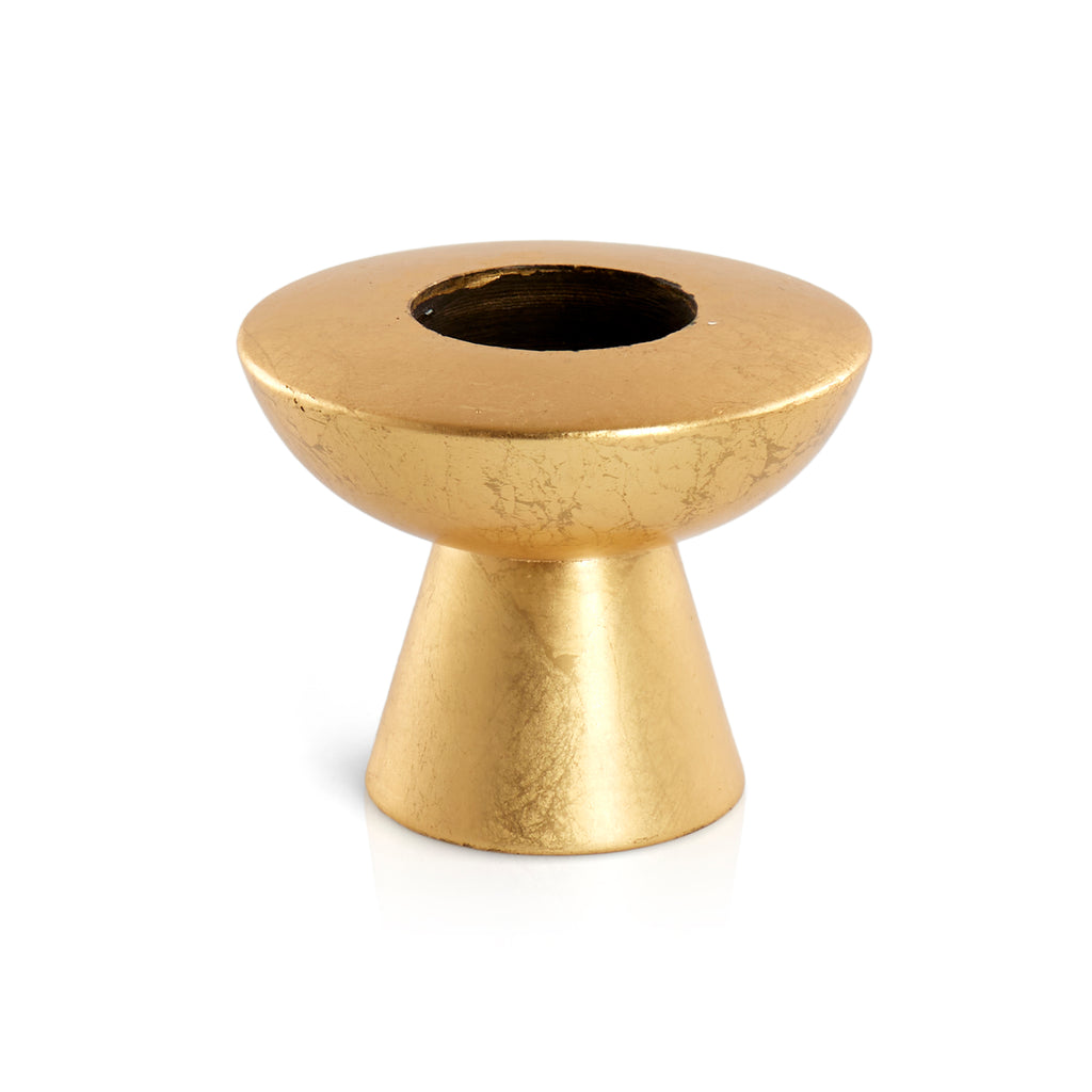 Gold Tapered Candle Holder - Short