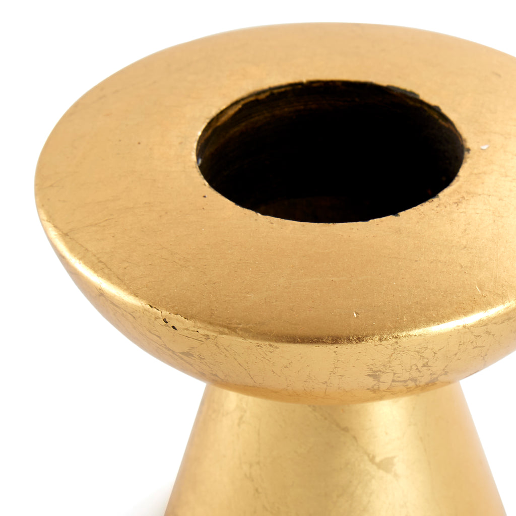 Gold Tapered Candle Holder - Short