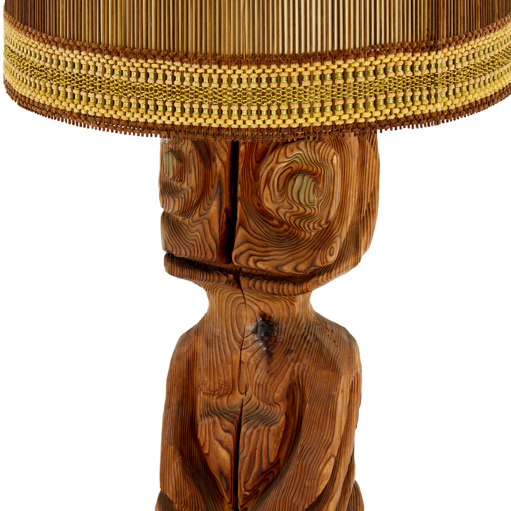 Carved Wood Tiki Figure Lamp