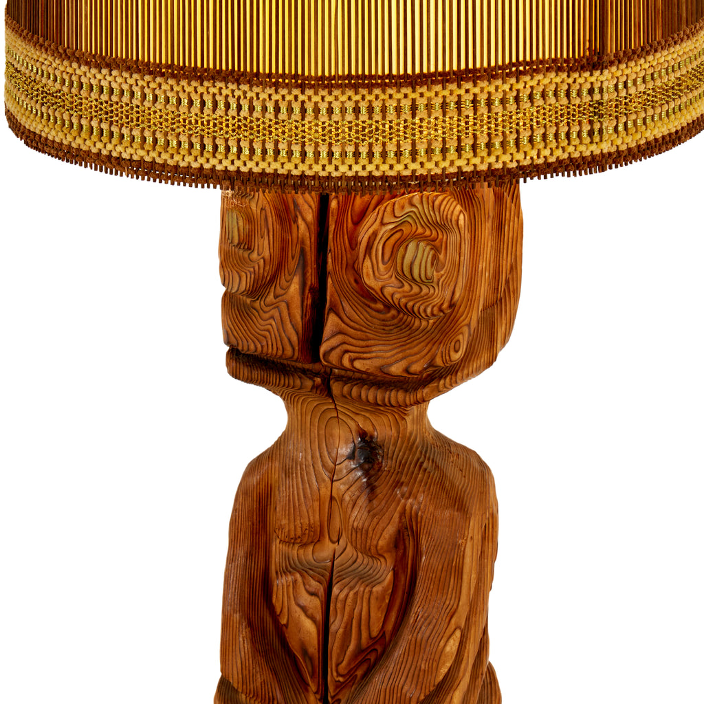 Carved Wood Tiki Figure Lamp
