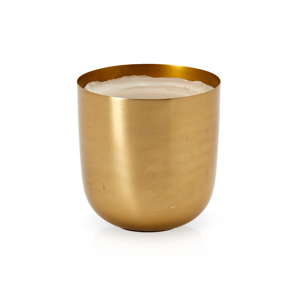 White Candle in Gold Holder