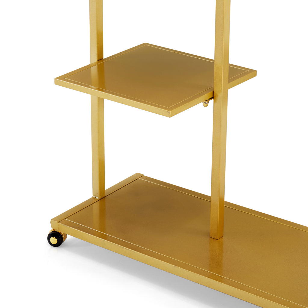 Gold Metal Clothing Rack with Shelves