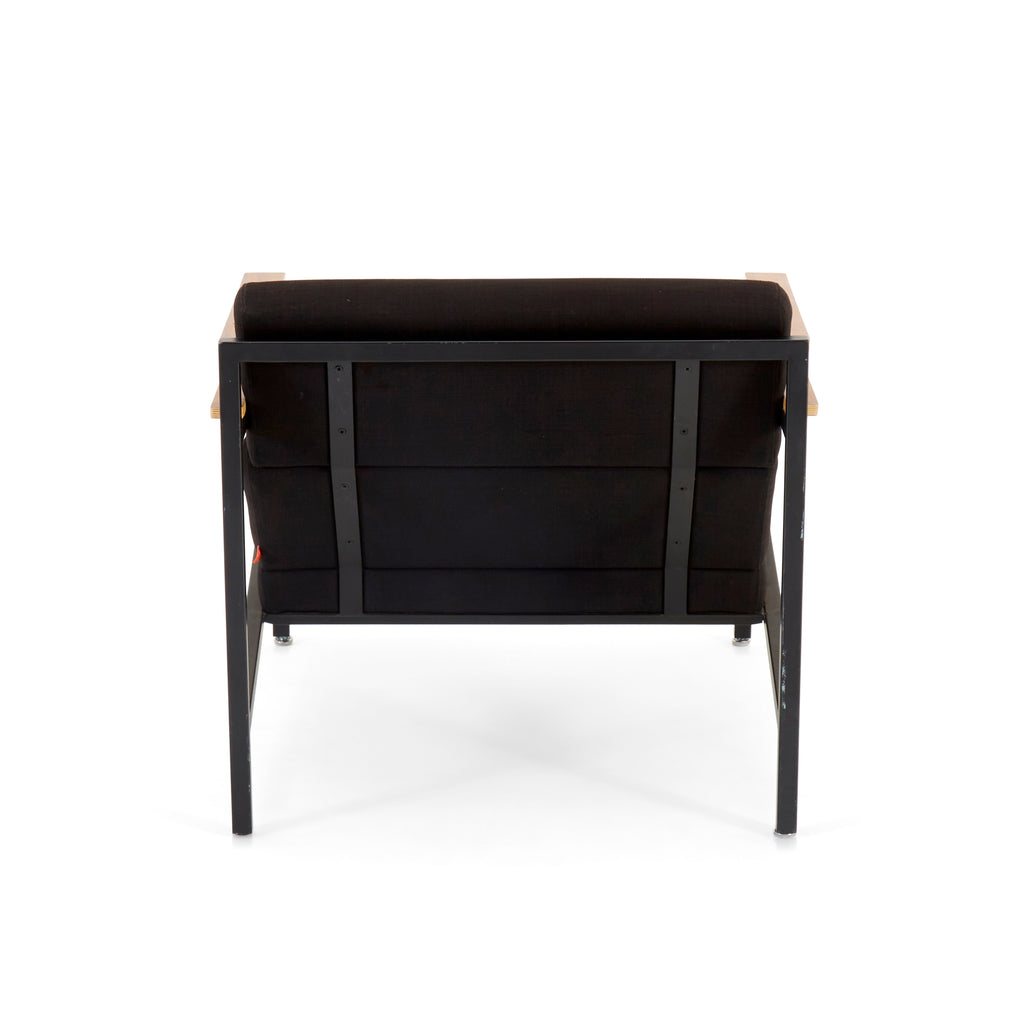 Modern Black Fabric + Wood Arm Chair