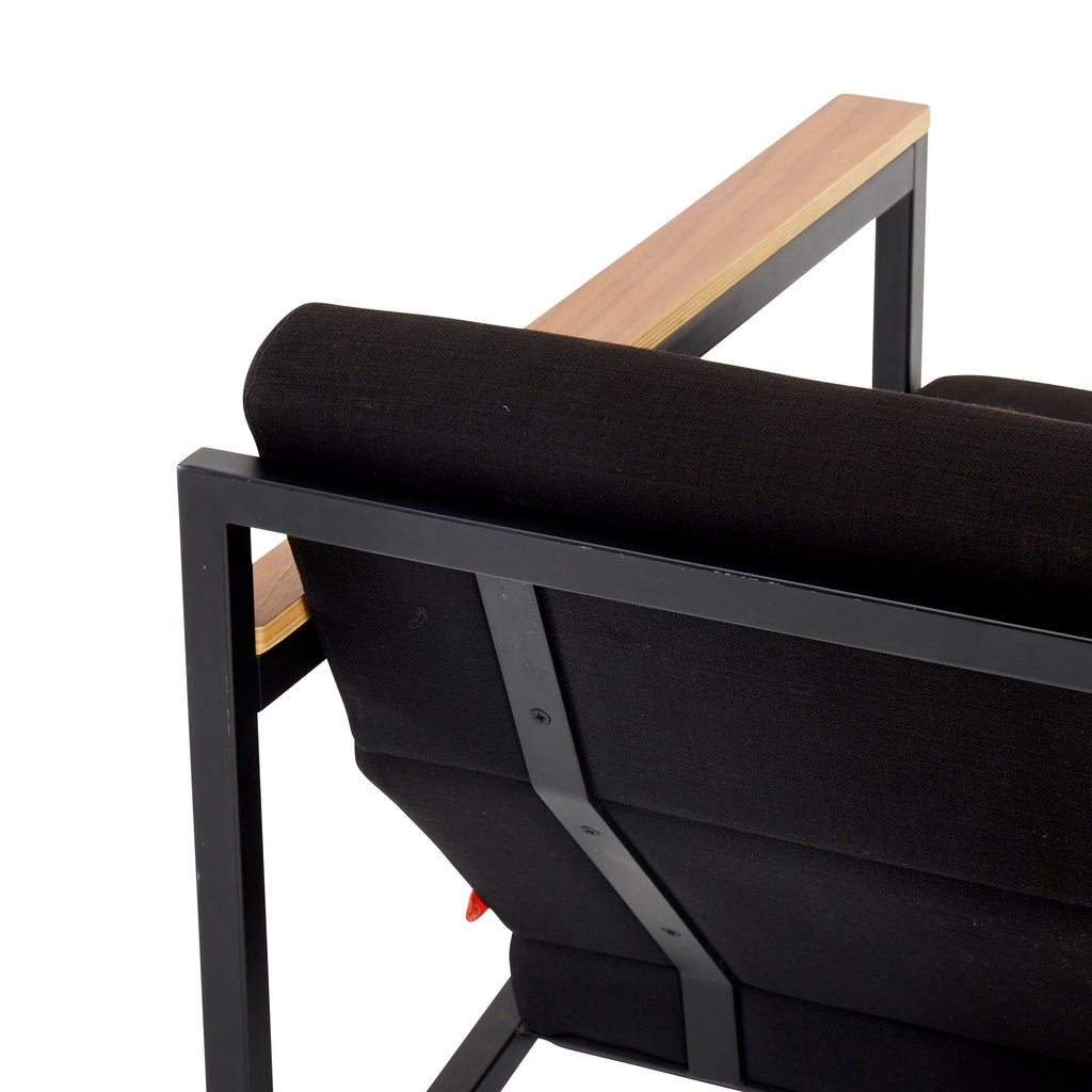 Modern Black Fabric + Wood Arm Chair