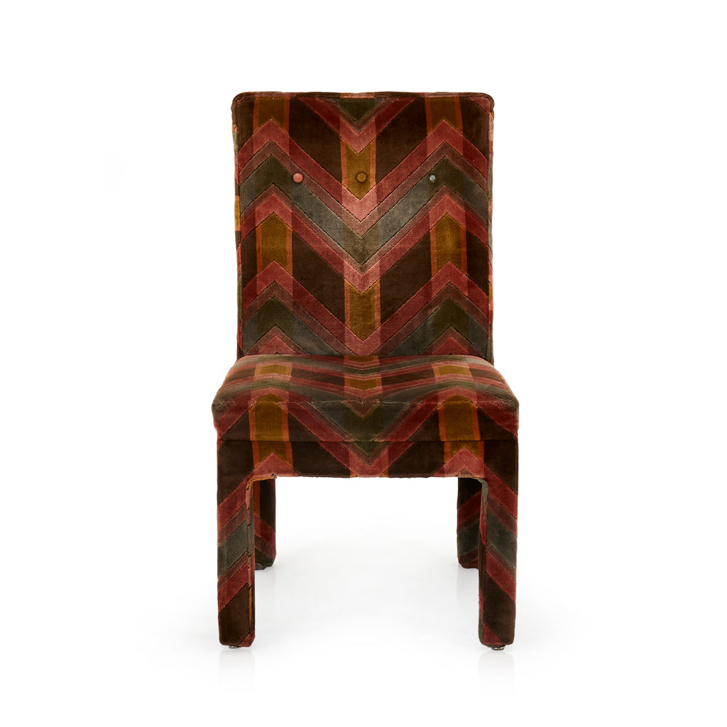 Multi-Colored Velvet Carpet Dining Chair