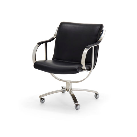 Black Leather Modern Curved Metal Office Chair
