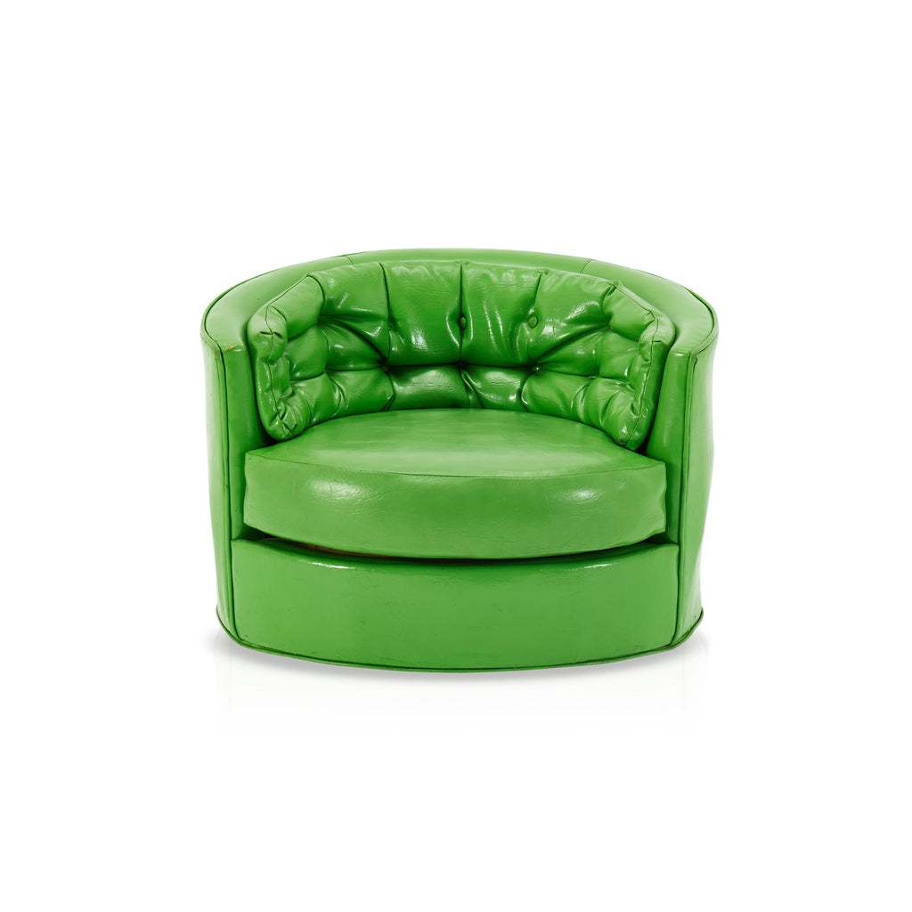 Green Vinyl Barrel Lounge Chair