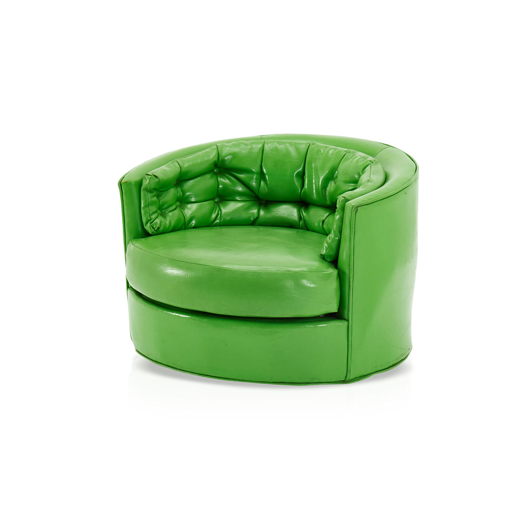 Green Vinyl Barrel Lounge Chair