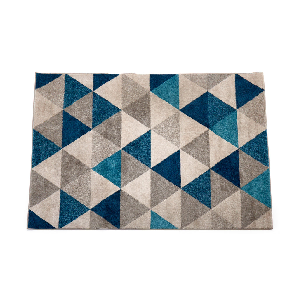Blue & Grey Triangle Pattern Rug