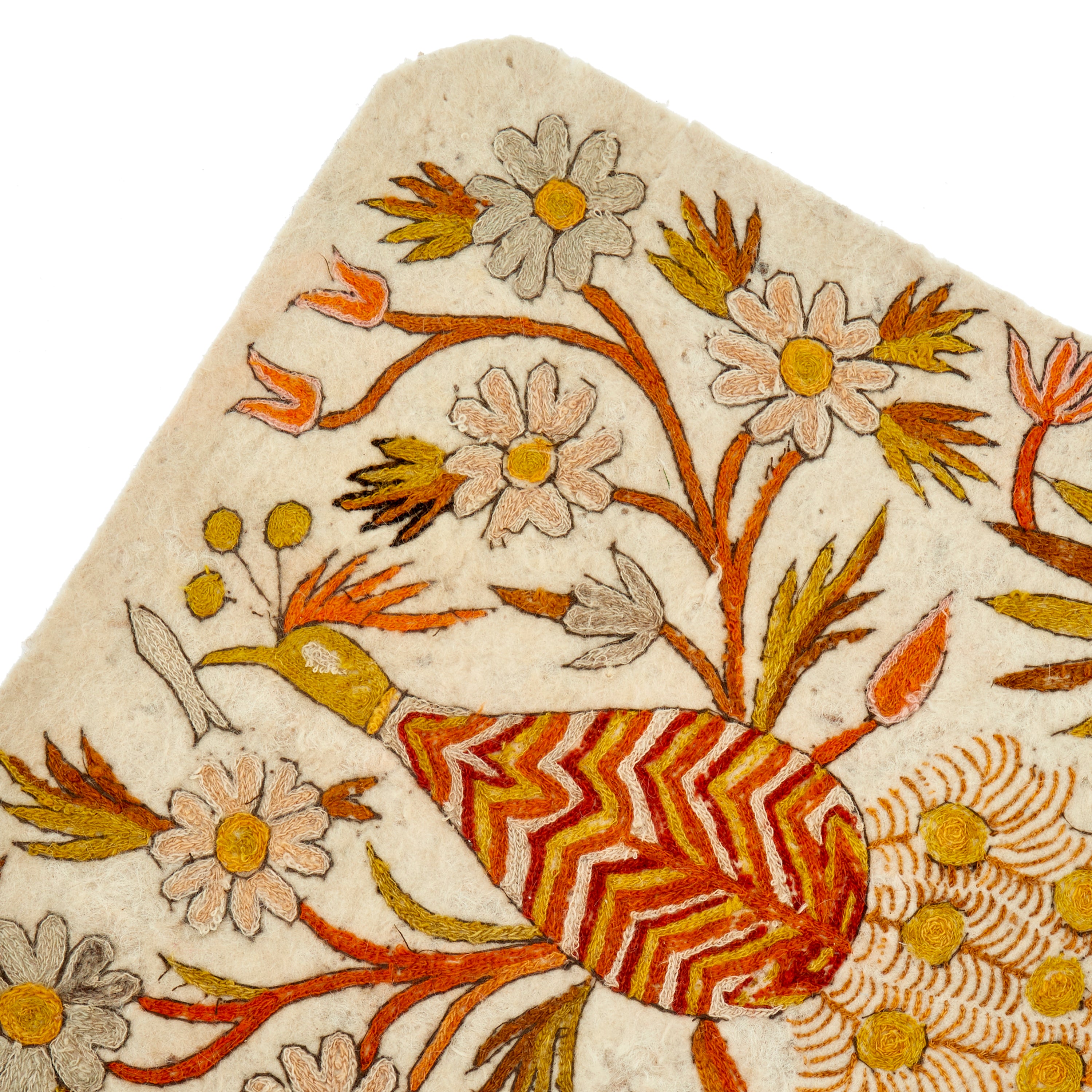Embriodered Rug Orange Embroidered Tree & Peacock Rug - Gil & Roy Props