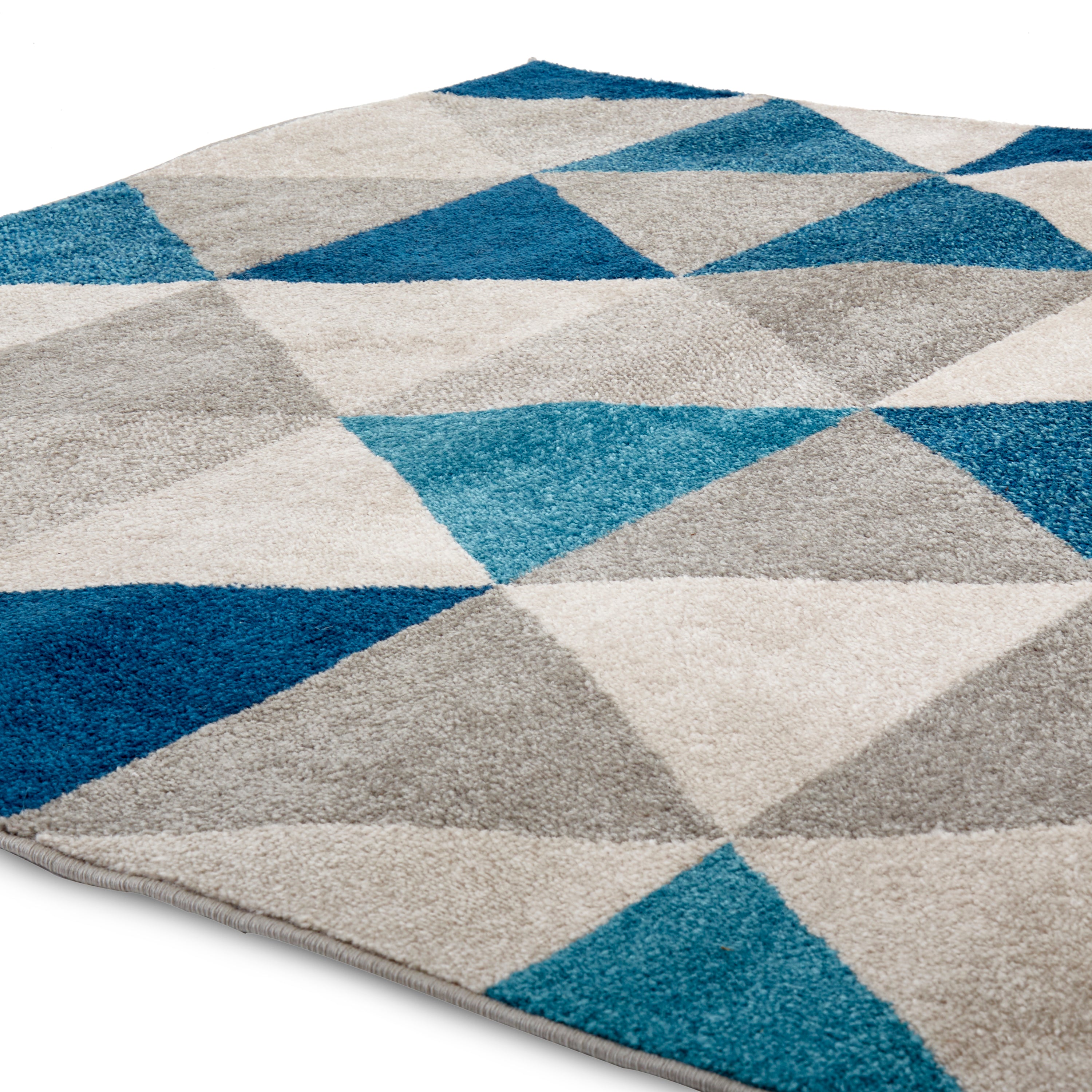 Blue & Grey Triangle Pattern Rug - Gil & Roy Props