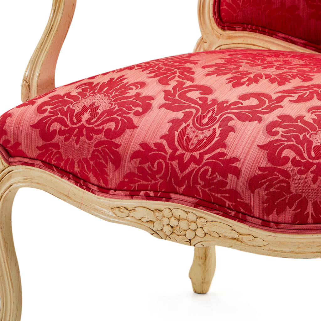 Pink Brocade Fabric Ornate Armchair