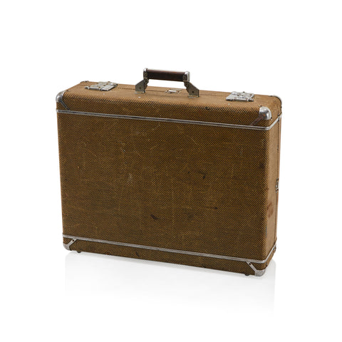 Brown Tweed Vintage Suitcase