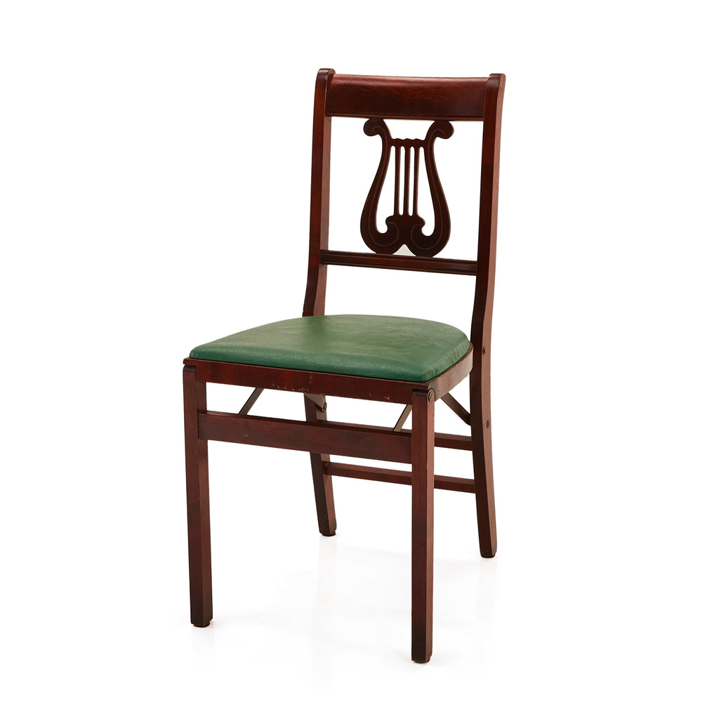 Green & Wood Lyre Card Table and Chairs