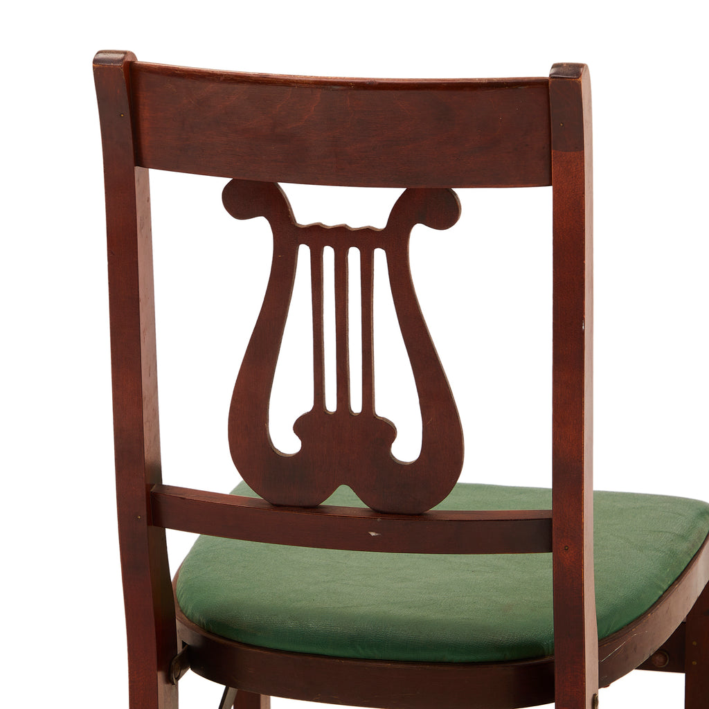Green & Wood Lyre Card Table and Chairs