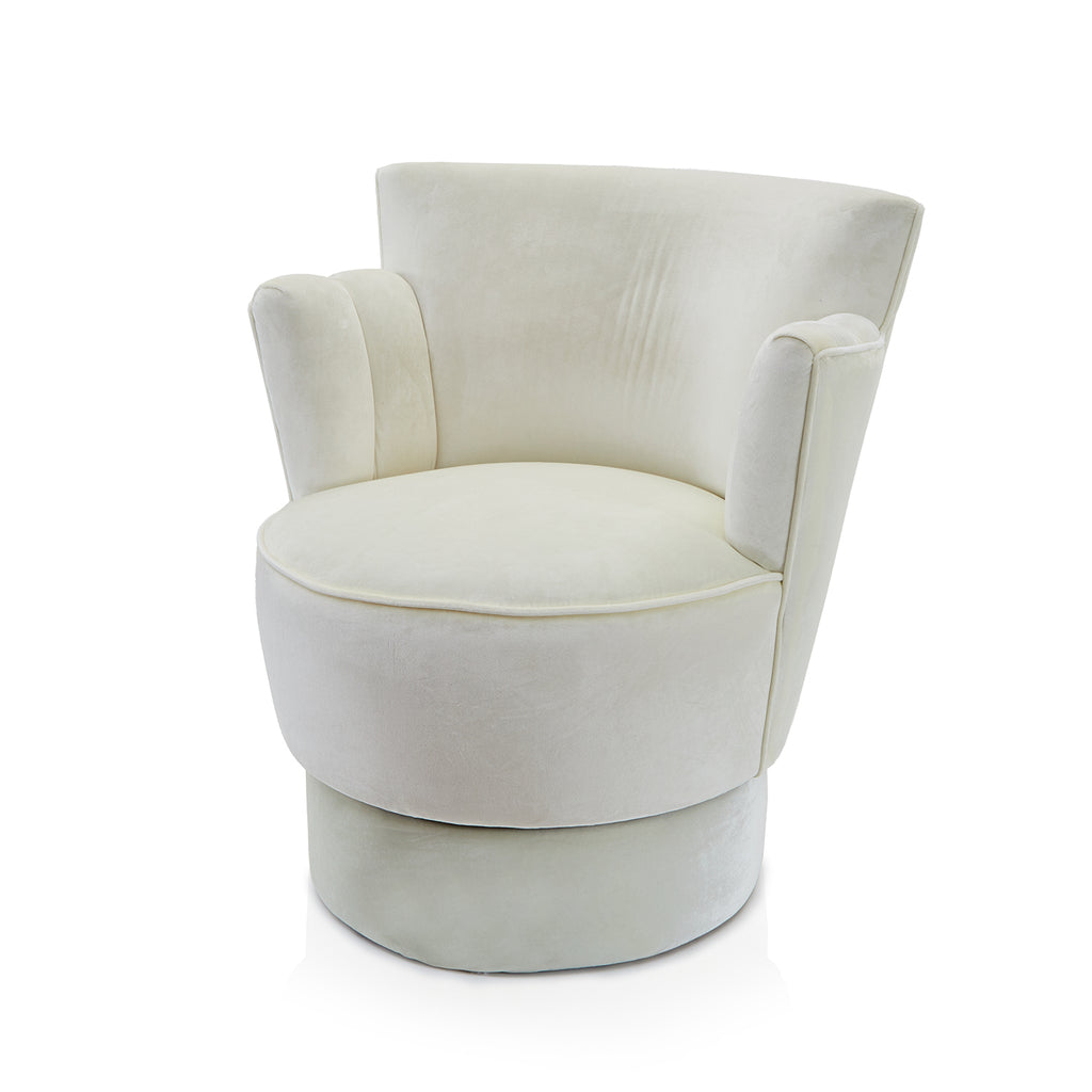 White Velvet Deco Swivel Chair