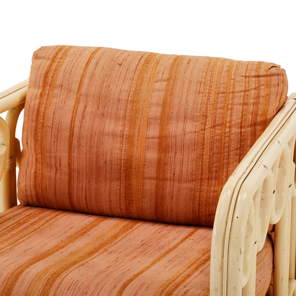 Cream Rattan Outdoor Armchair w/ Peach Cushions