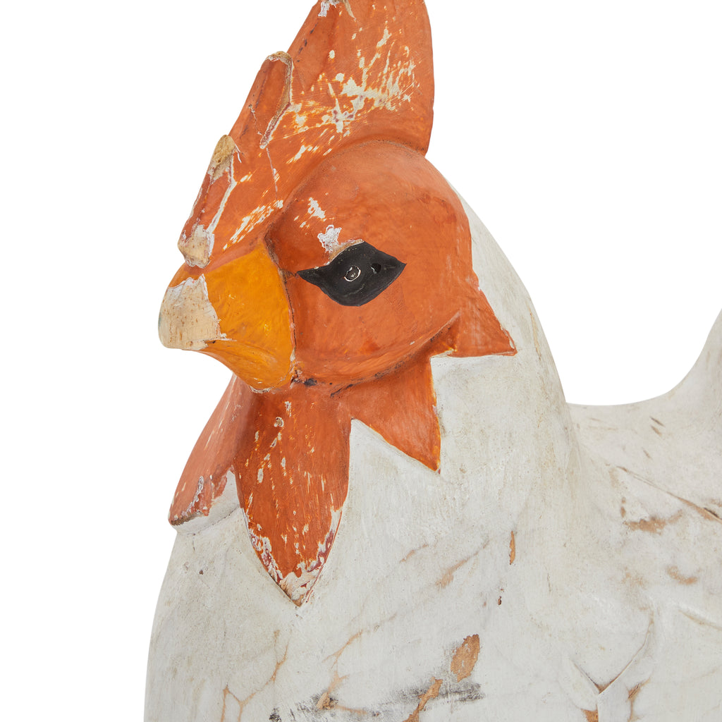 White Painted Chicken Sculpture