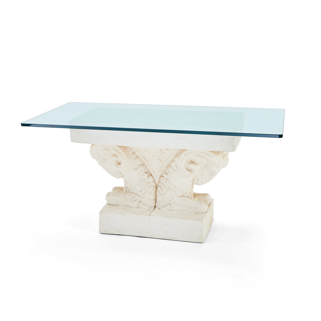Glass Top and Marble Ram Table