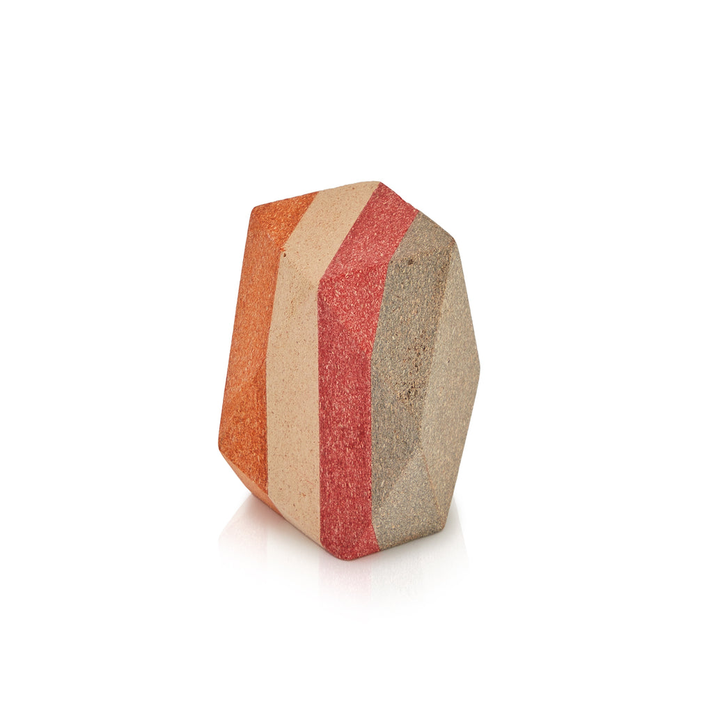 Red and Orange Striped Wood Polyhedron - Medium