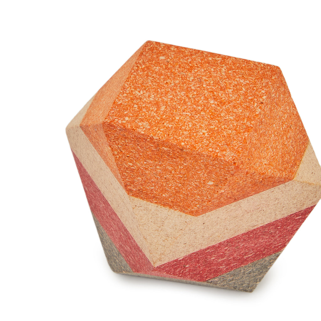 Red and Orange Striped Wood Polyhedron - Small