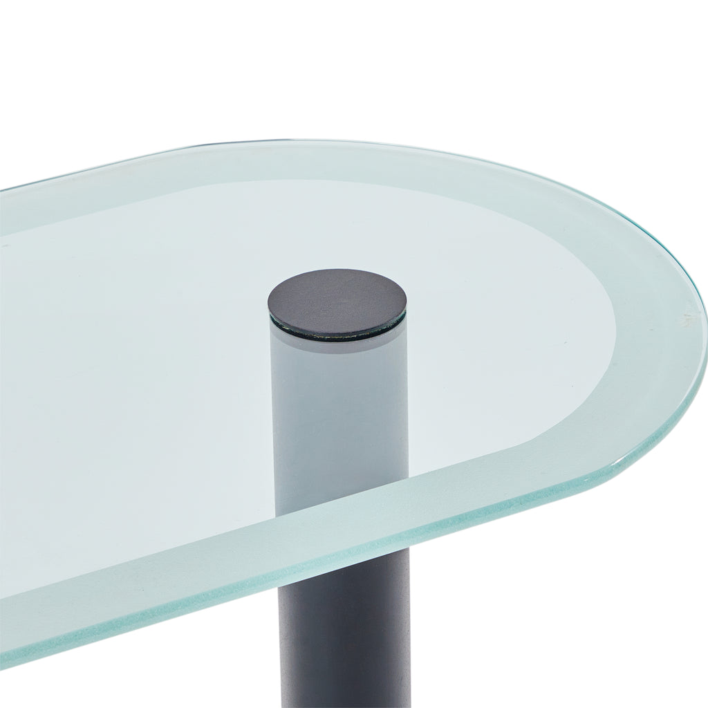 Glass Contemporary Curved End Table Large
