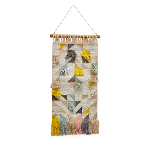 Beige Textured Triangles Wall Hanging (A+D)