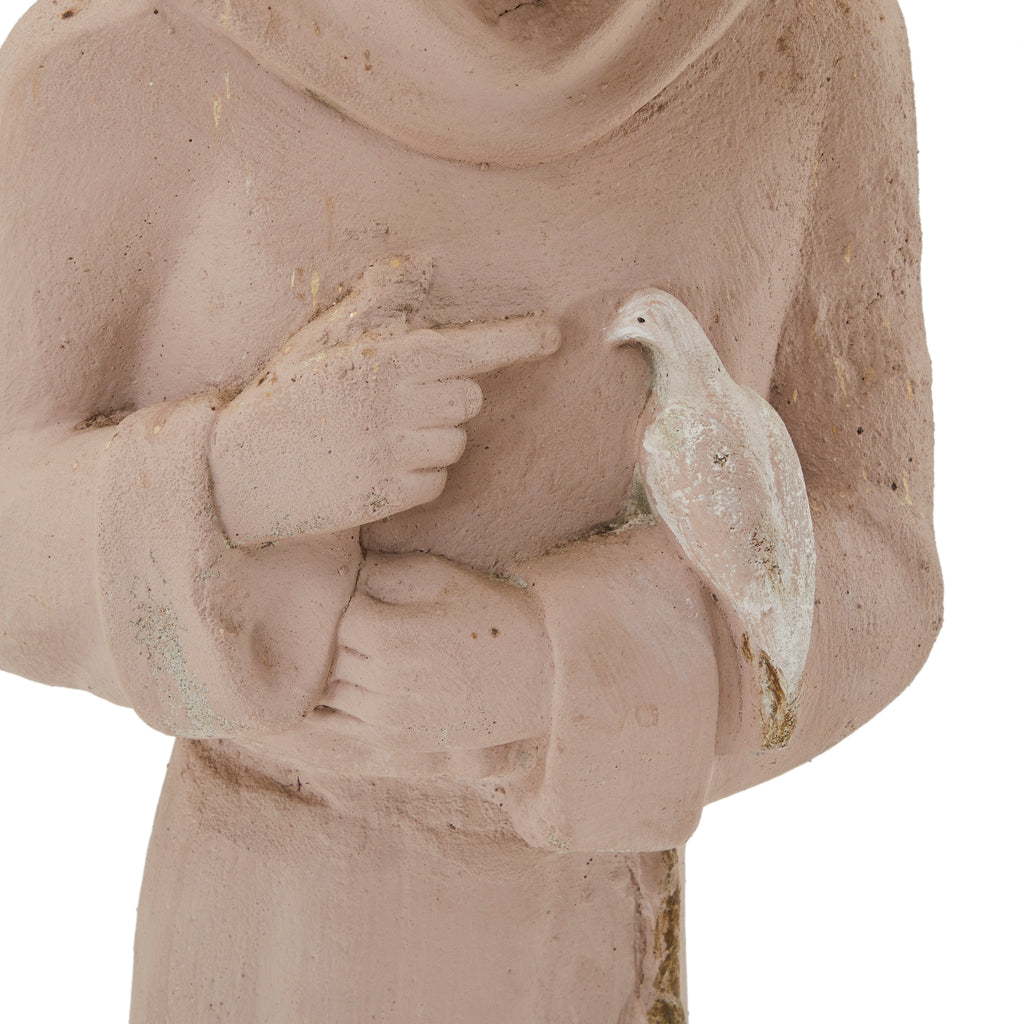 Tan Tabletop Statue of Monk with Dove
