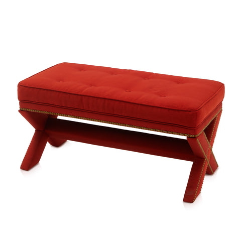 Red Tufted Mini-Bench