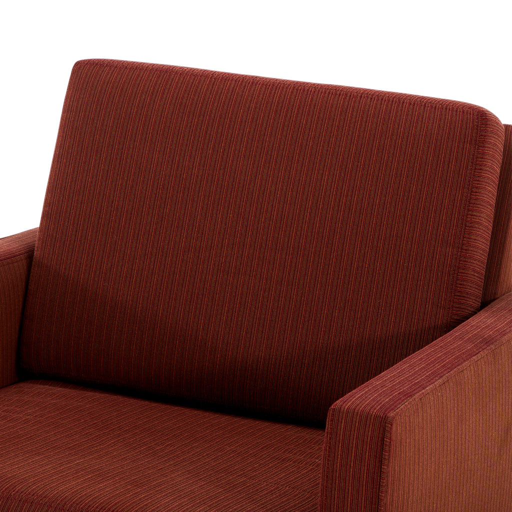 Red-Brown Striped Fabric Armchair