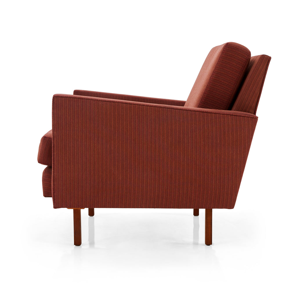 Red-Brown Striped Fabric Armchair