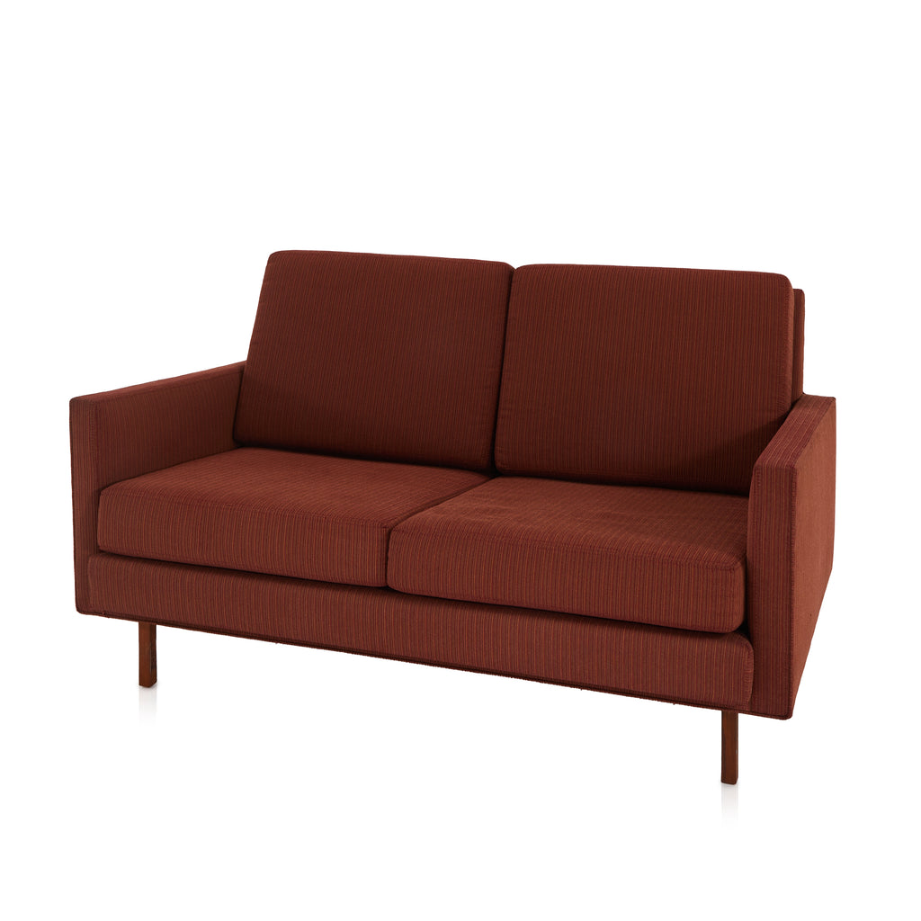 Red-Brown Striped Fabric Love Seat