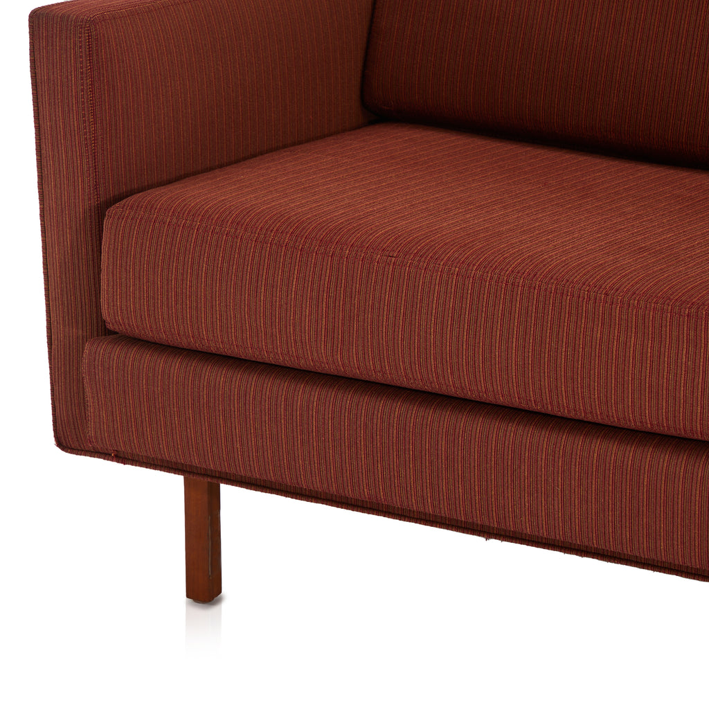 Red-Brown Striped Fabric Love Seat