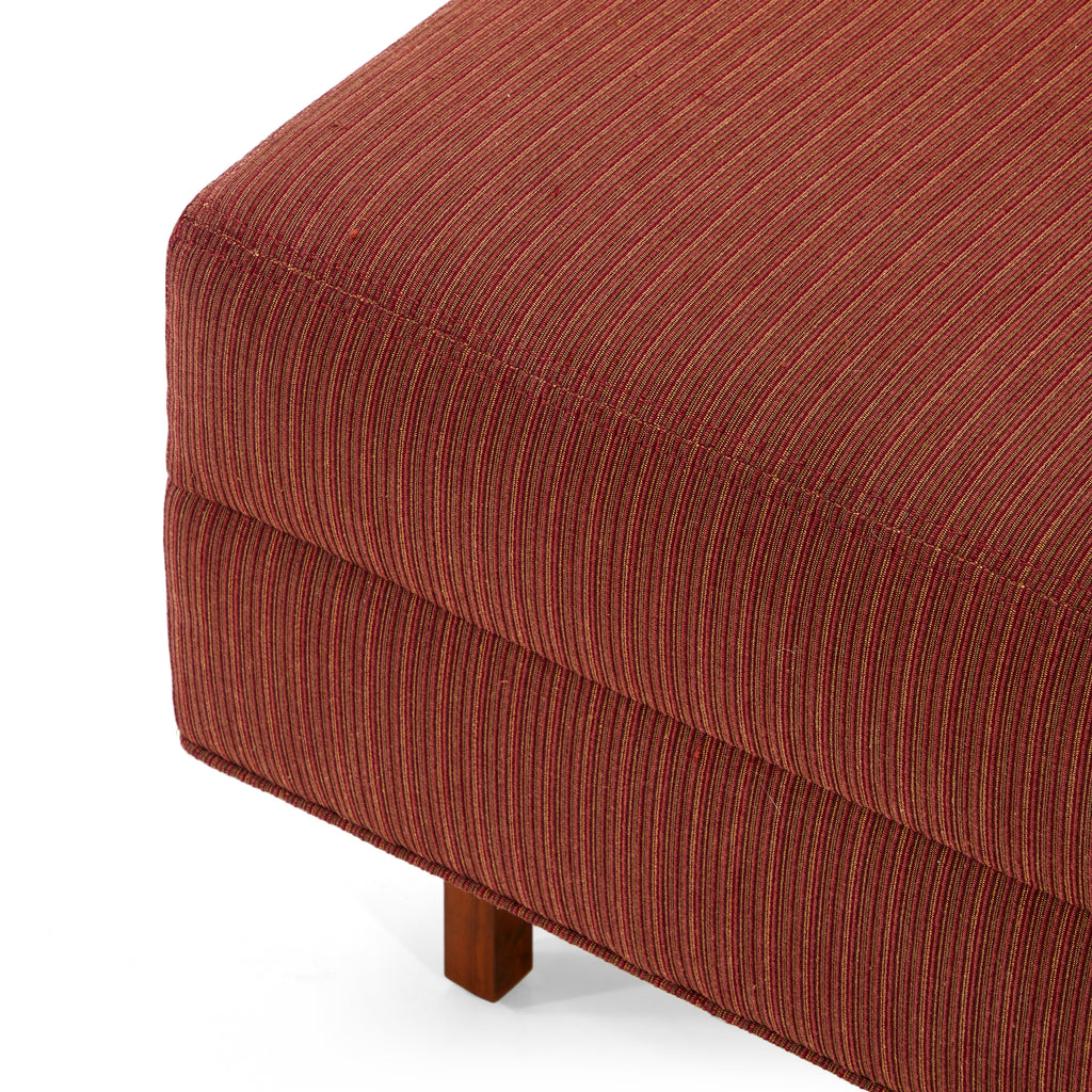 Red-Brown Striped Fabric Ottoman