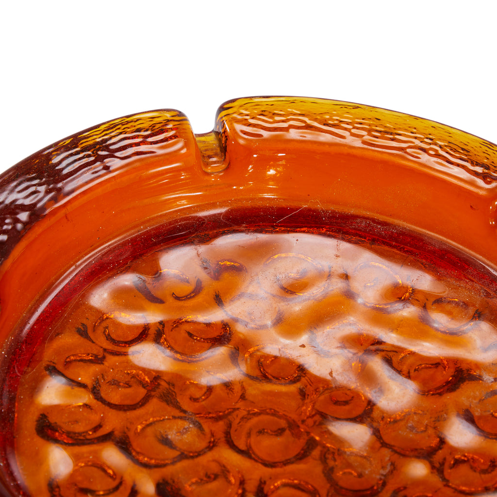 Orange Glass Swirl-Textured Ashtray