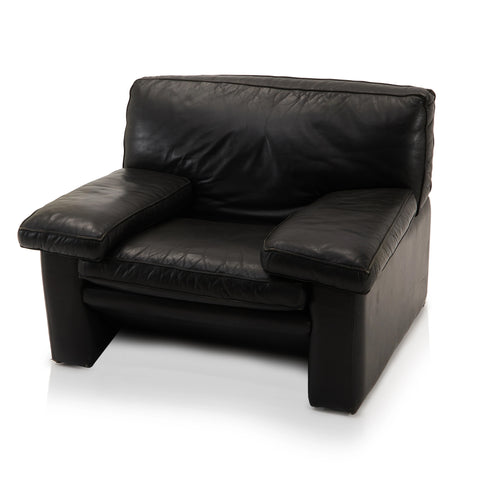 Black Leather Extra Wide Armchair