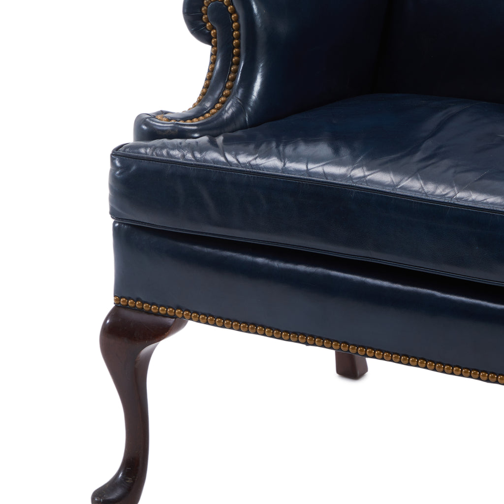 Blue Leather Wingback Chair