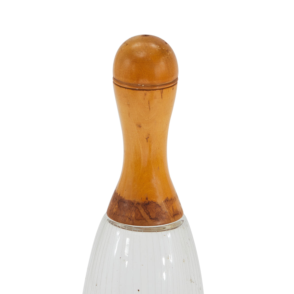 Wood and Glass Bowling Pin Decorative Bottle