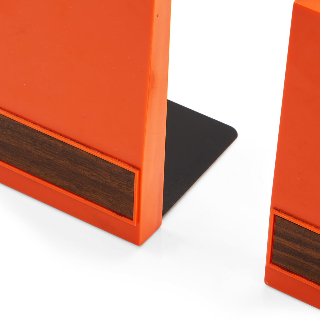 Orange and Wood Acrylic Bookends