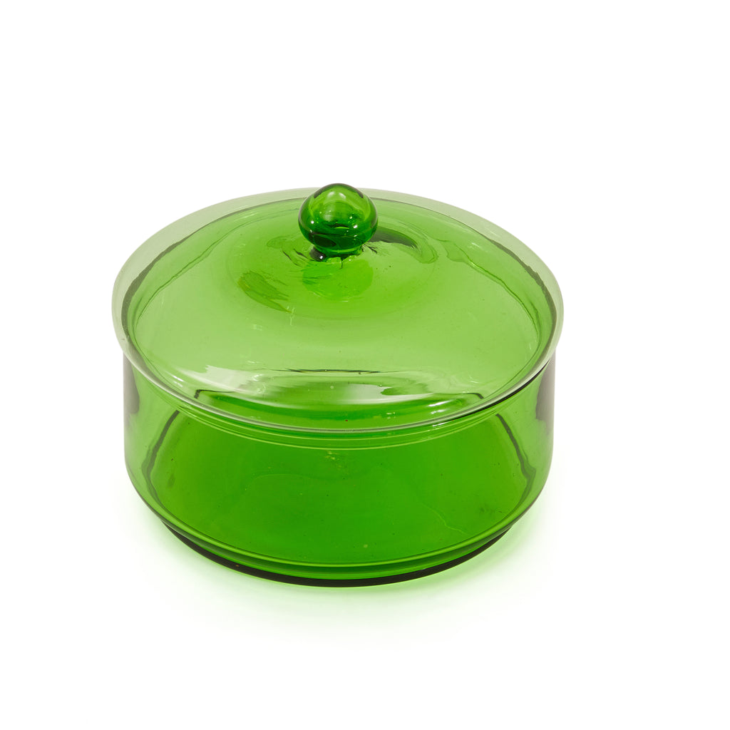 Green Glass Lidded Dish