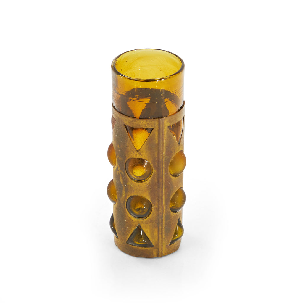 Yellow Glass Circles and Triangles Vase