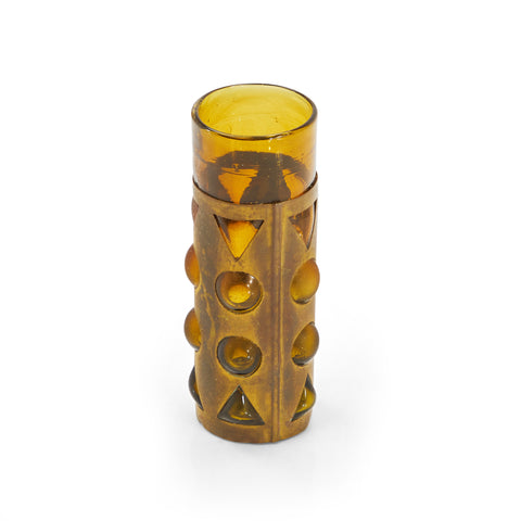 Yellow Glass Circles and Triangles Vase